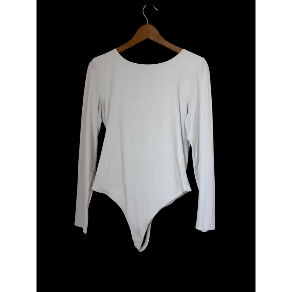 Babaton White Long-Sleeve Bodysuit Nylon/Elastane Blend Sz. XL